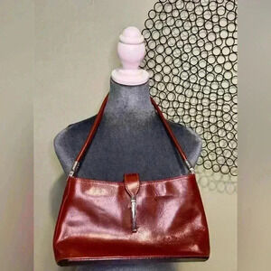 Pelle Made in Italy Brown Leather Baguette Shoulder Bag Vintage Y2K